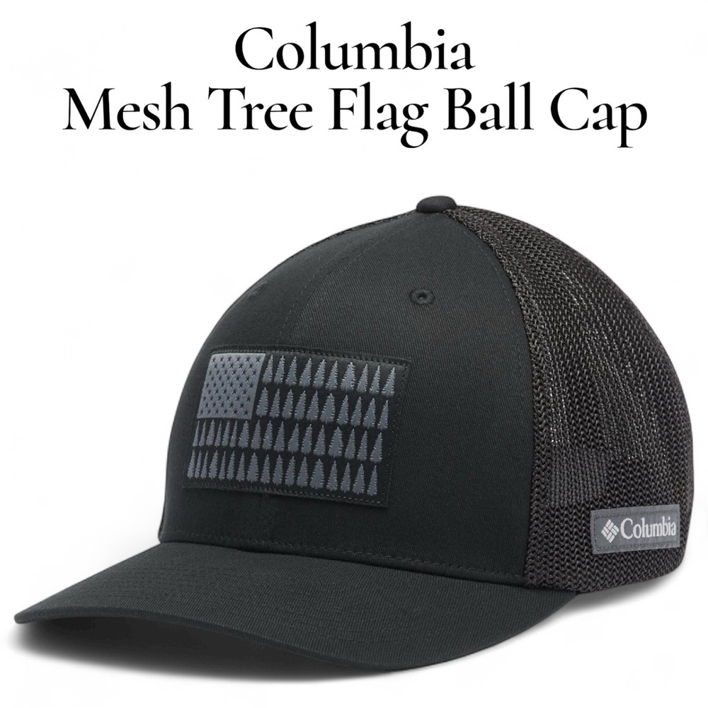 Columbia Black Mesh Tree Flag Hat baseball cap 250th USA America Minimalist